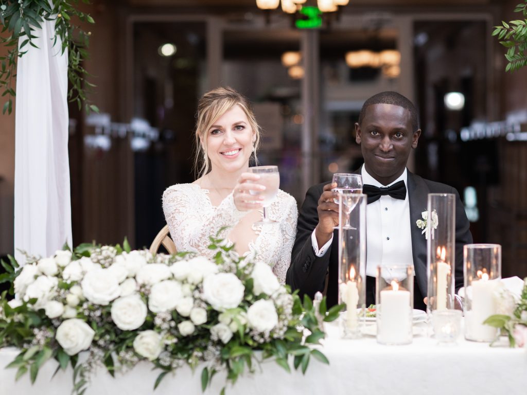 wedding toast sweetheart table at Bretton woods