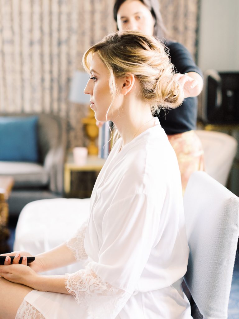 getting ready for wedding at St. Regis DC