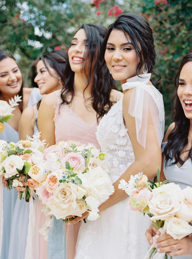 bride and bridemaids at villa woodbine
