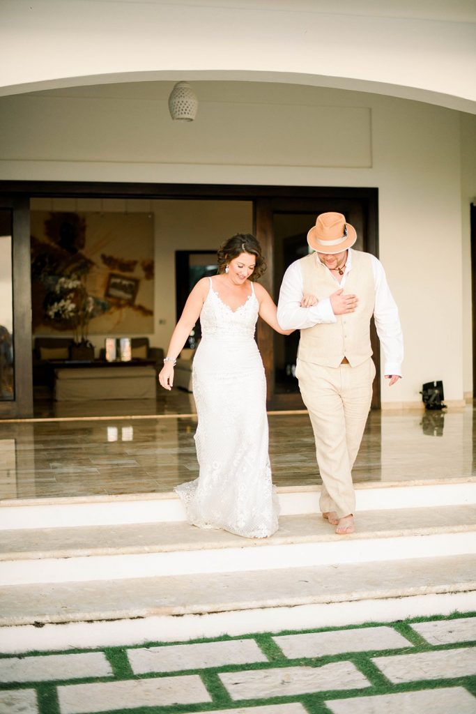 bride and groom introduction beach wedding