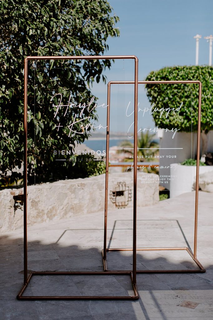 acrylic welcome sign mexico wedding