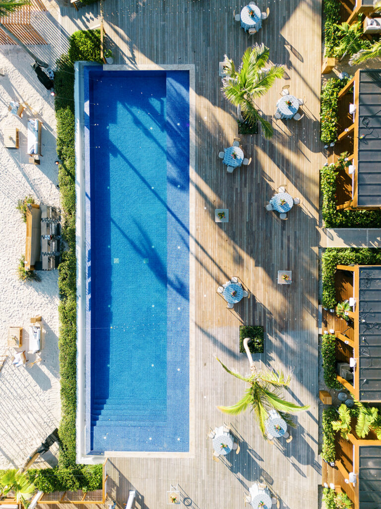 aerial photo of minitas beach club by jake anderson