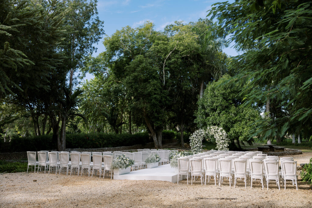 luxury garden destination wedding ceremony