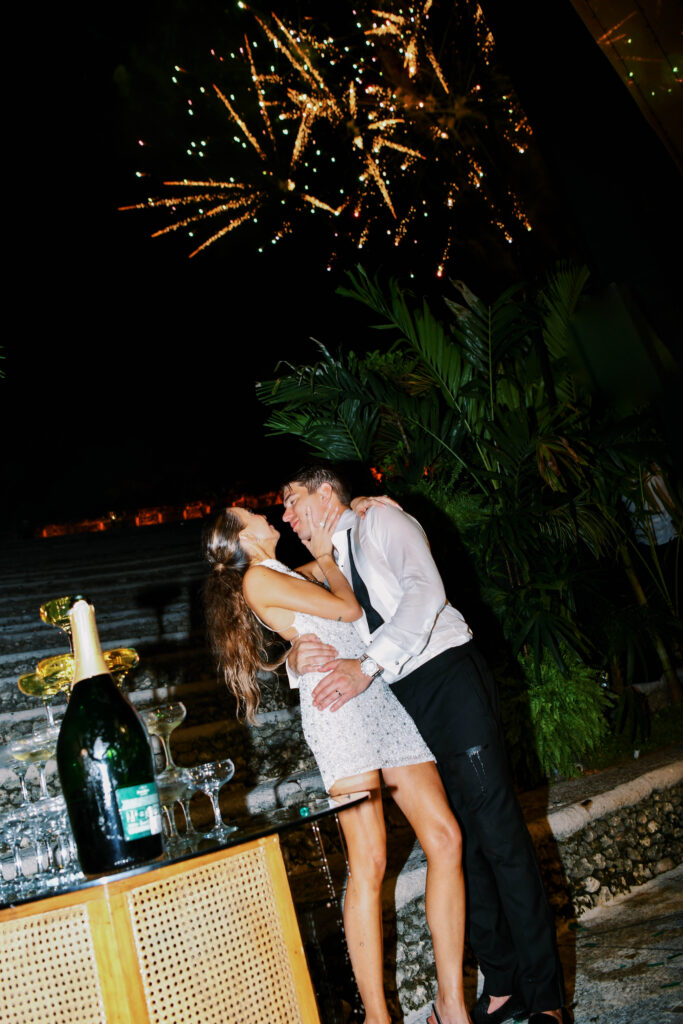 destination wedding fireworks