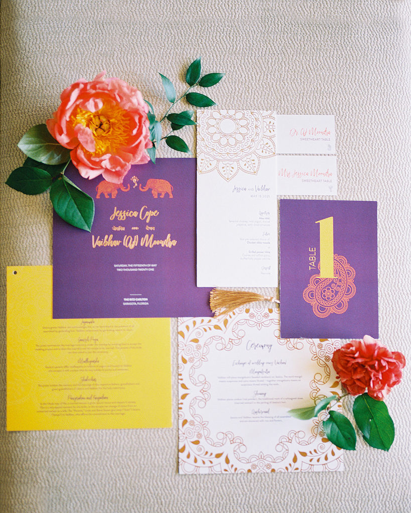 colorful invitation suite indian wedding