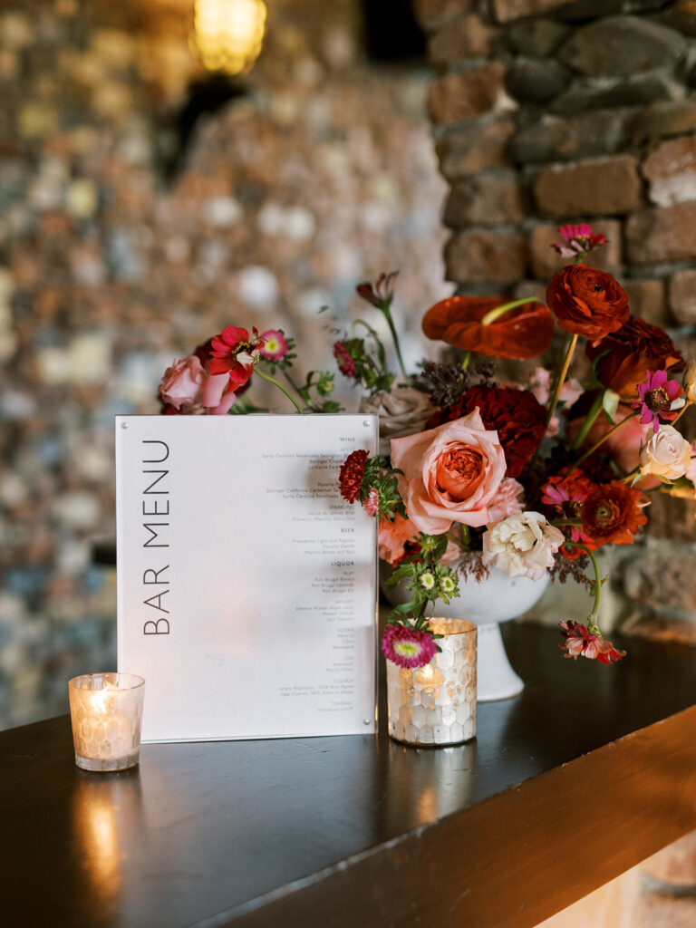 bar menu wedding inspiration