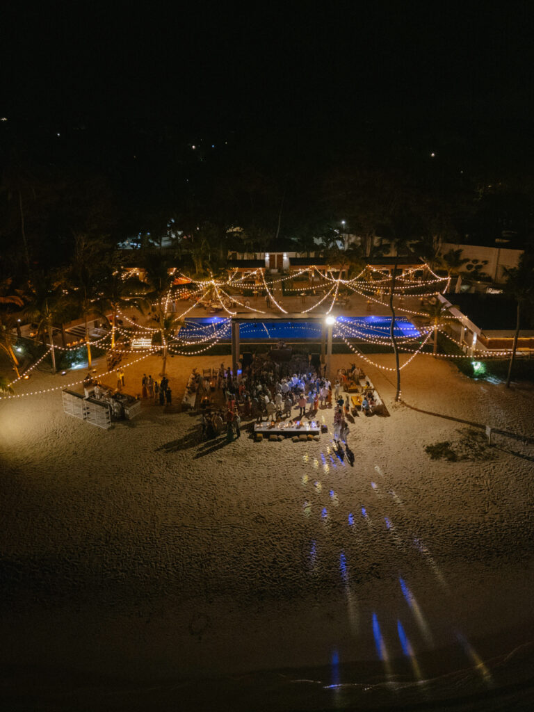 beachfront wedding party